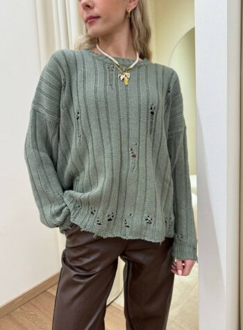 Shop Online Maglione con rotture verde salvia HaveOne