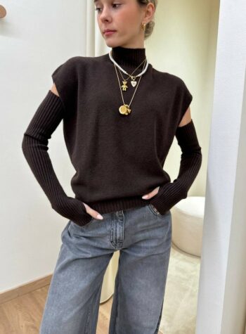 Shop Online Gilet collo alto con manicotti moro Susy Mix