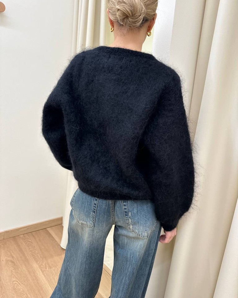 Cardigan in mohair bottoni gioiello nero Vicolo Shop Online Cardigan in mohair bottoni gioiello nero Vicolo