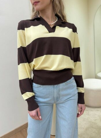 Shop Online Maglia polo a righe giallo e moro Vicolo