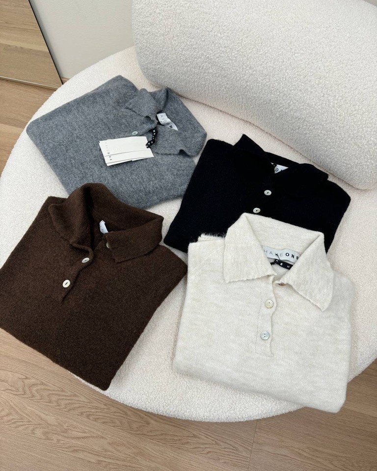 Maglia polo con lana moro HaveOne Shop Online Maglia polo con lana moro HaveOne