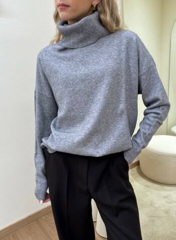 Shop Online Maglia over collo ciambella grigio melange Susy Mix