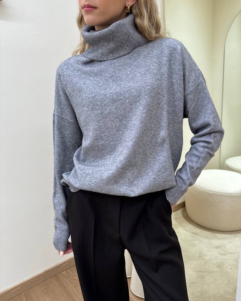 Maglia over collo ciambella grigio melange Susy Mix Shop Online Maglia over collo ciambella grigio melange Susy Mix