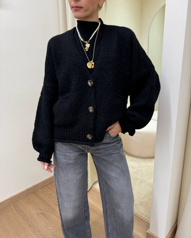 Cardigan over in maglia nero HaveOne Shop Online Cardigan over in maglia nero HaveOne