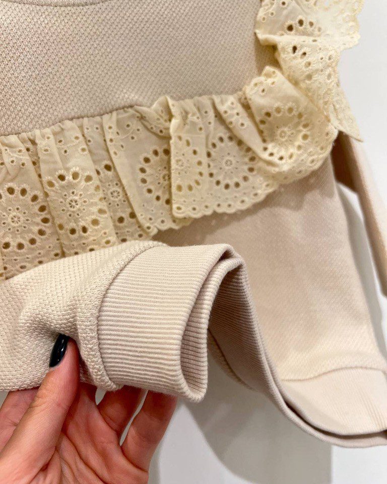 Felpa burro con pizzo san gallo Lil' Atelier Shop Online Felpa burro con pizzo san gallo Lil' Atelier