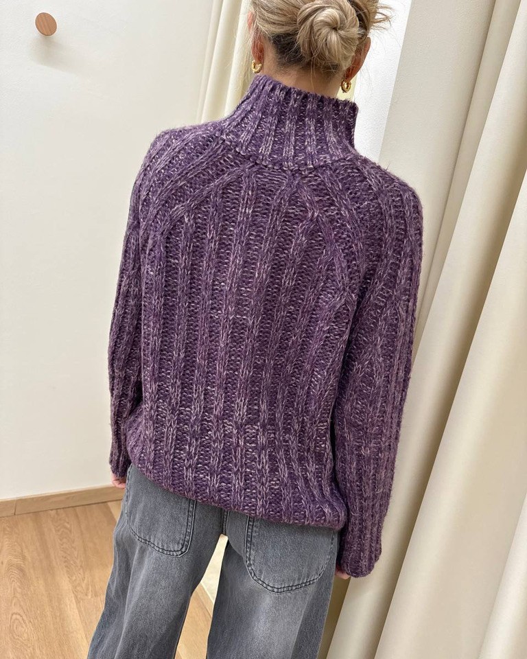 Maglione a scatoletta melange melanzana Susy Mix Shop Online Maglione a scatoletta melange melanzana Susy Mix