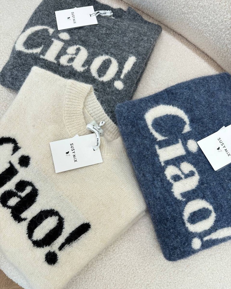 Maglione burro scritta "Ciao" Susy Mix Shop Online Maglione burro scritta "Ciao" Susy Mix