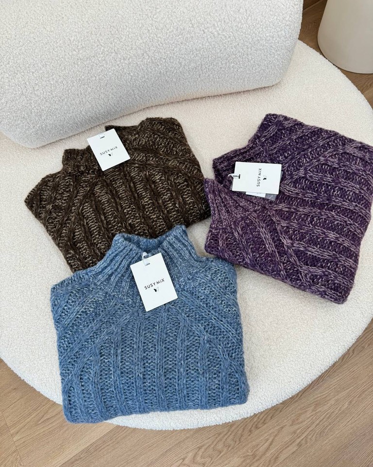 Maglione a scatoletta melange moro Susy Mix Shop Online Maglione a scatoletta melange moro Susy Mix