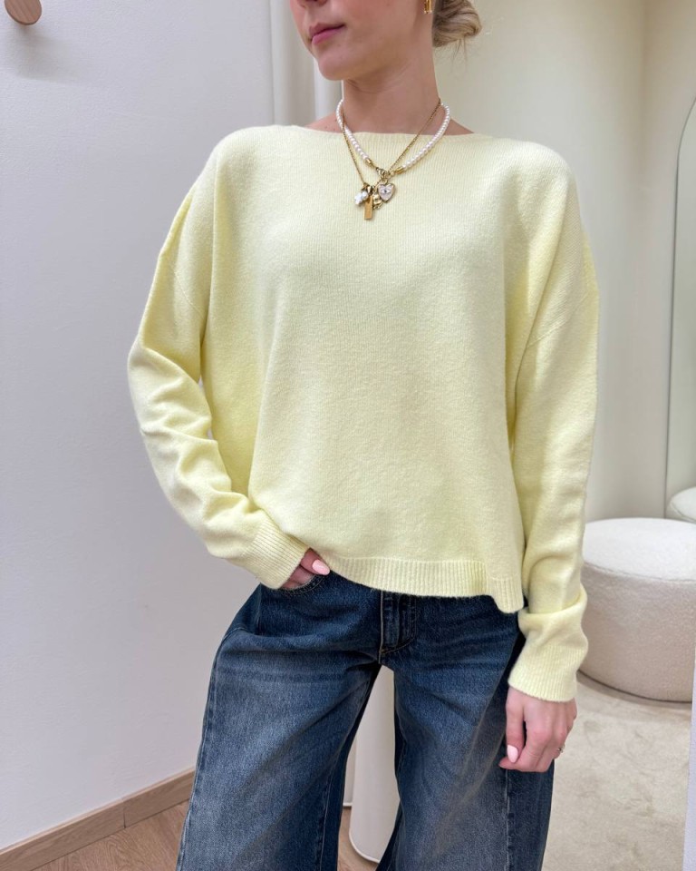 Maglia over girocollo giallo pastello HaveOne Shop Online Maglia over girocollo giallo pastello HaveOne