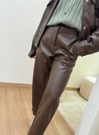 Shop Online Pantalone a sigaretta ecopelle moro Vicolo