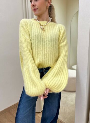 Shop Online Maglione manica a sbuffo giallo pastello Souvenir