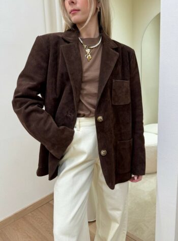 Shop Online Giacca vera pelle scamosciata moro Vicolo