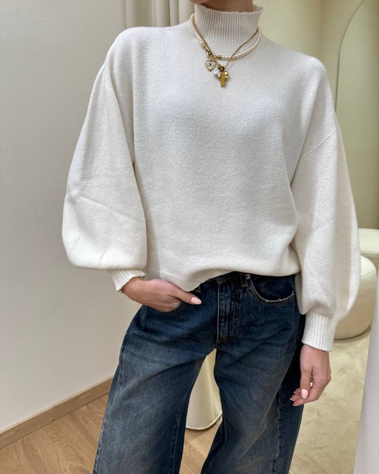 Maglia over collo alto burro HaveOne Shop Online Maglia over collo alto burro HaveOne