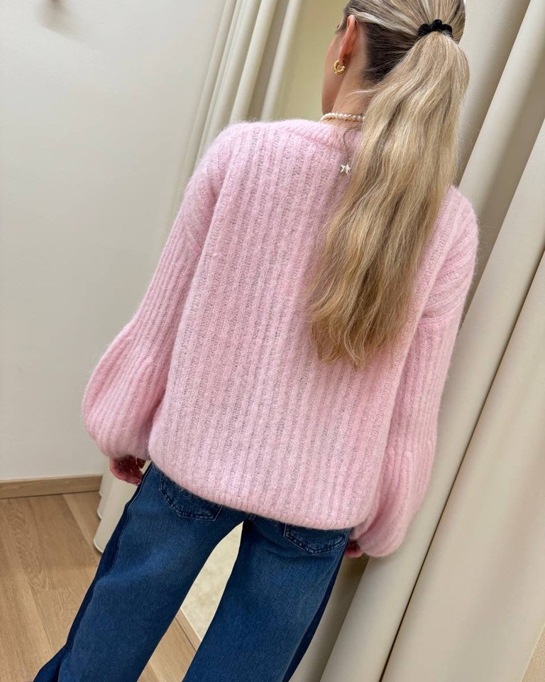 Maglione manica a sbuffo rosa pastello Souvenir Shop Online Maglione manica a sbuffo rosa pastello Souvenir