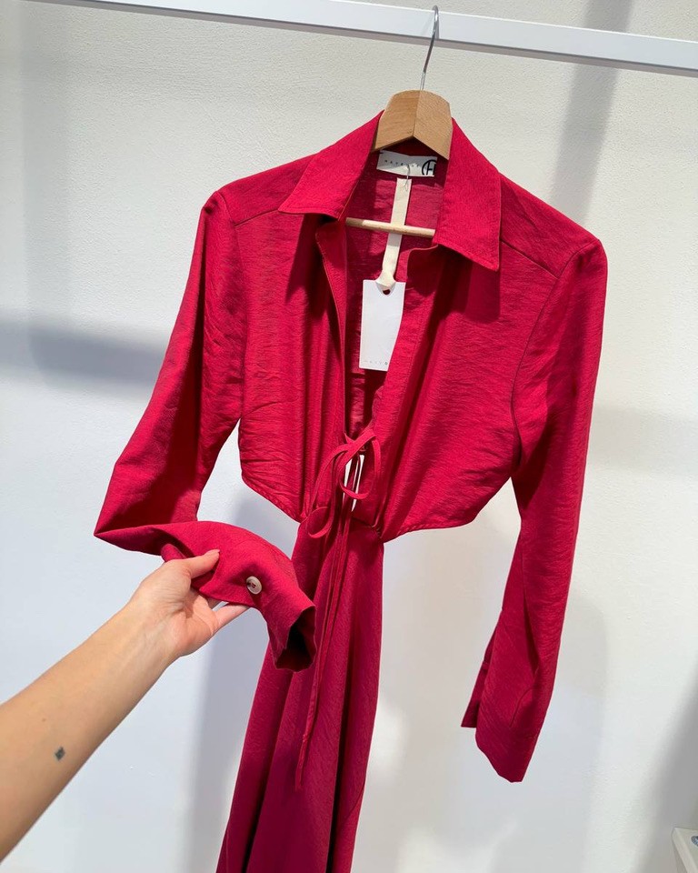 Vestito camicia lungo rosso HaveOne Shop Online Vestito camicia lungo rosso HaveOne
