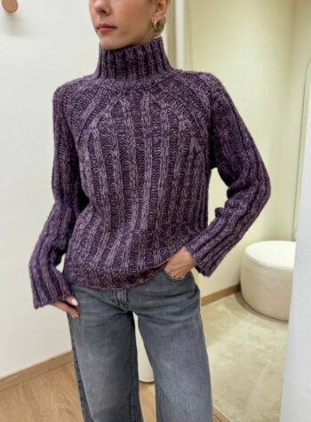 Shop Online Maglione a scatoletta melange melanzana Susy Mix