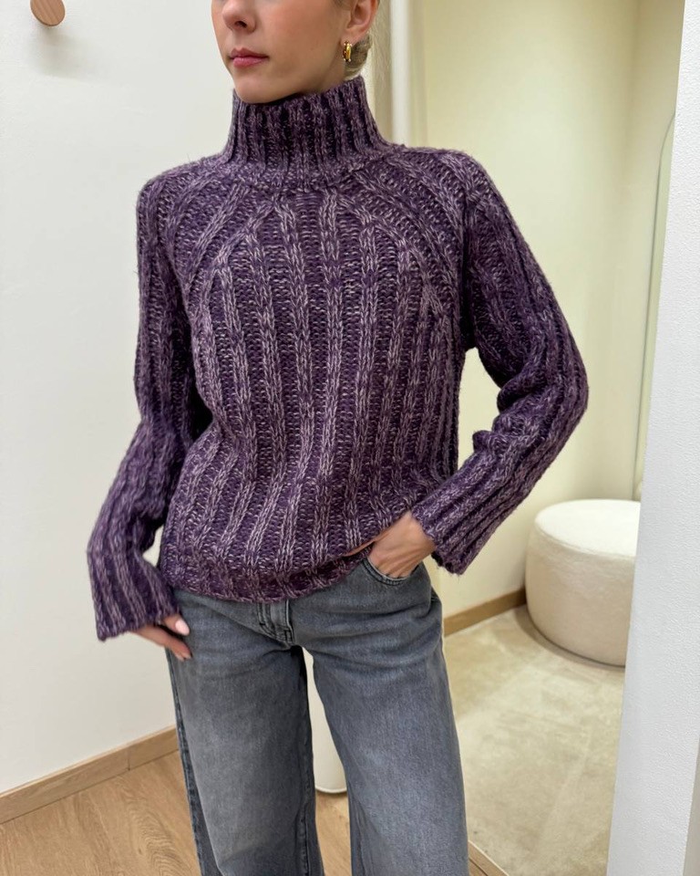 Maglione a scatoletta melange melanzana Susy Mix Shop Online Maglione a scatoletta melange melanzana Susy Mix