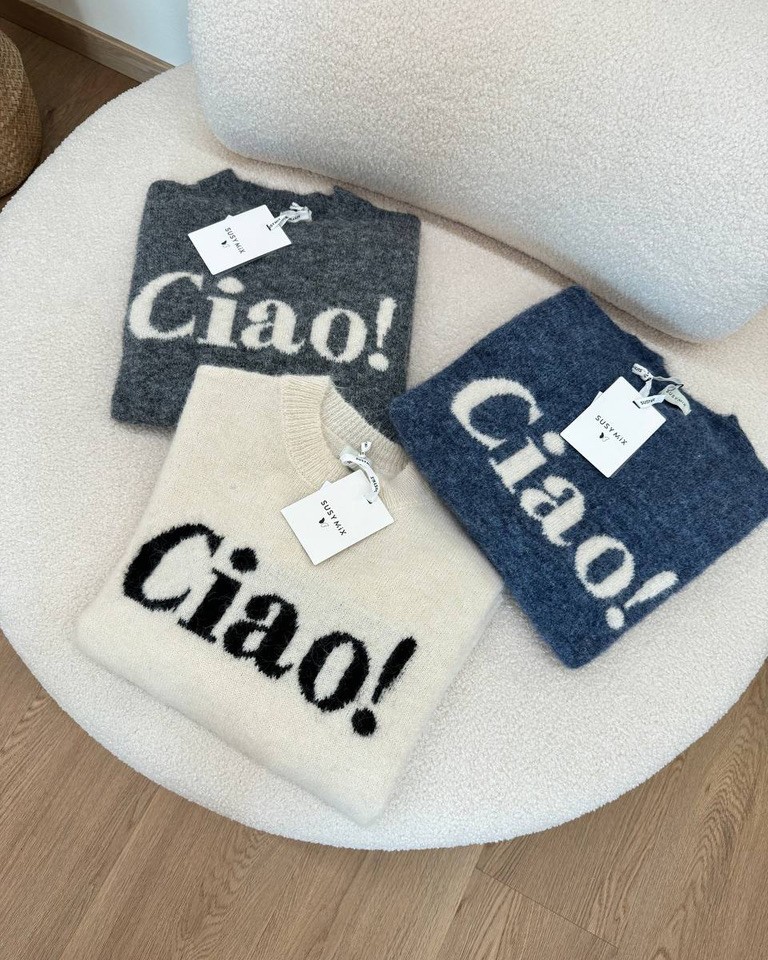 Maglione burro scritta "Ciao" Susy Mix Shop Online Maglione burro scritta "Ciao" Susy Mix