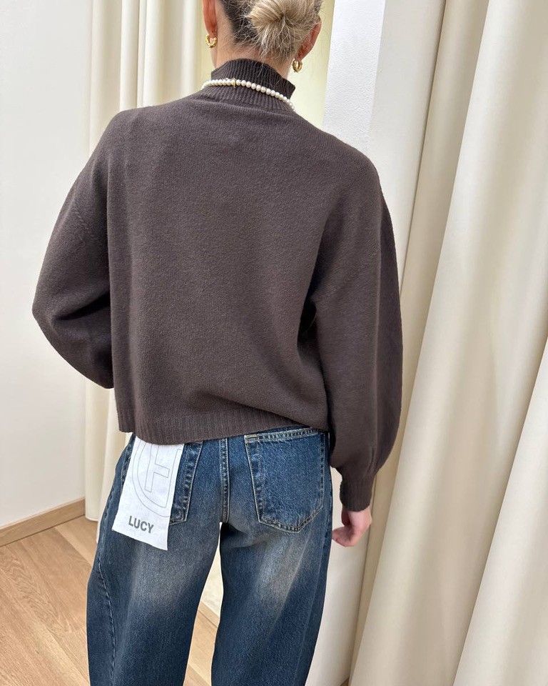 Maglia over collo alto fango HaveOne Shop Online Maglia over collo alto fango HaveOne