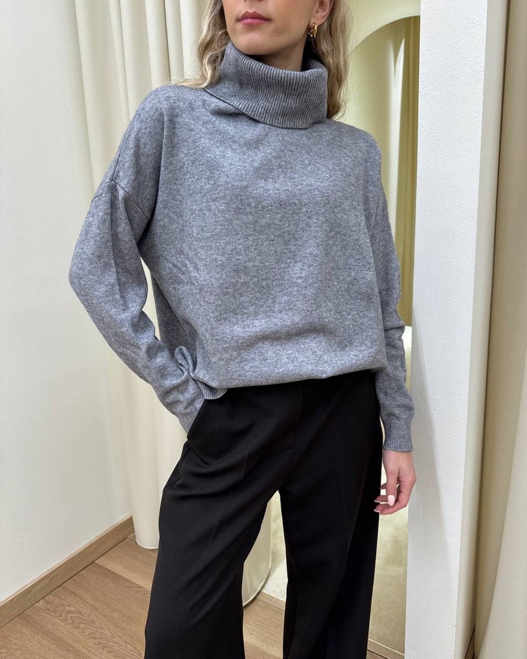 Maglia over collo ciambella grigio melange Susy Mix Shop Online Maglia over collo ciambella grigio melange Susy Mix