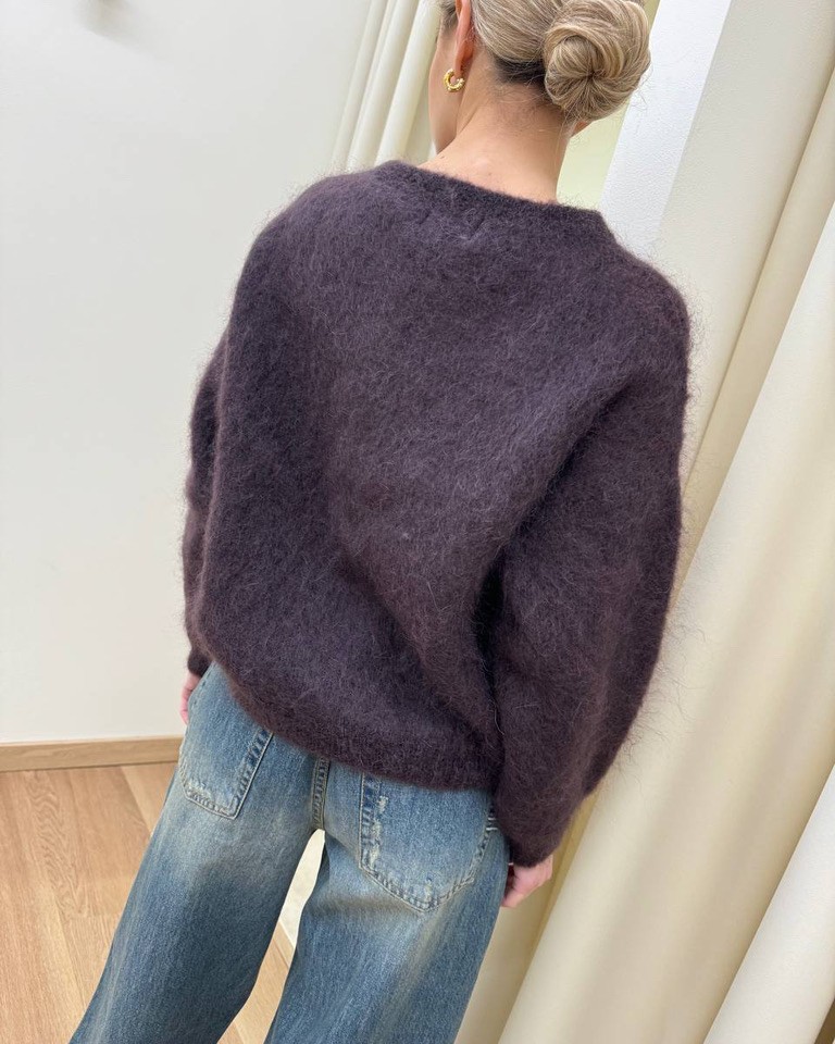 Cardigan in mohair bottoni gioiello moro Vicolo Shop Online Cardigan in mohair bottoni gioiello moro Vicolo