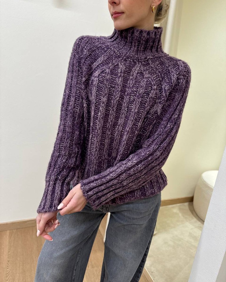 Maglione a scatoletta melange melanzana Susy Mix Shop Online Maglione a scatoletta melange melanzana Susy Mix