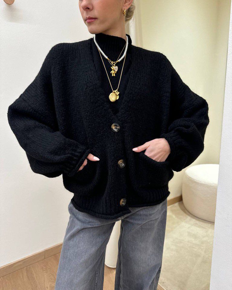 Cardigan over in maglia nero HaveOne Shop Online Cardigan over in maglia nero HaveOne