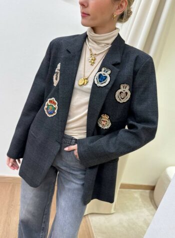 Shop Online Blazer oversize antracite con patch Vicolo