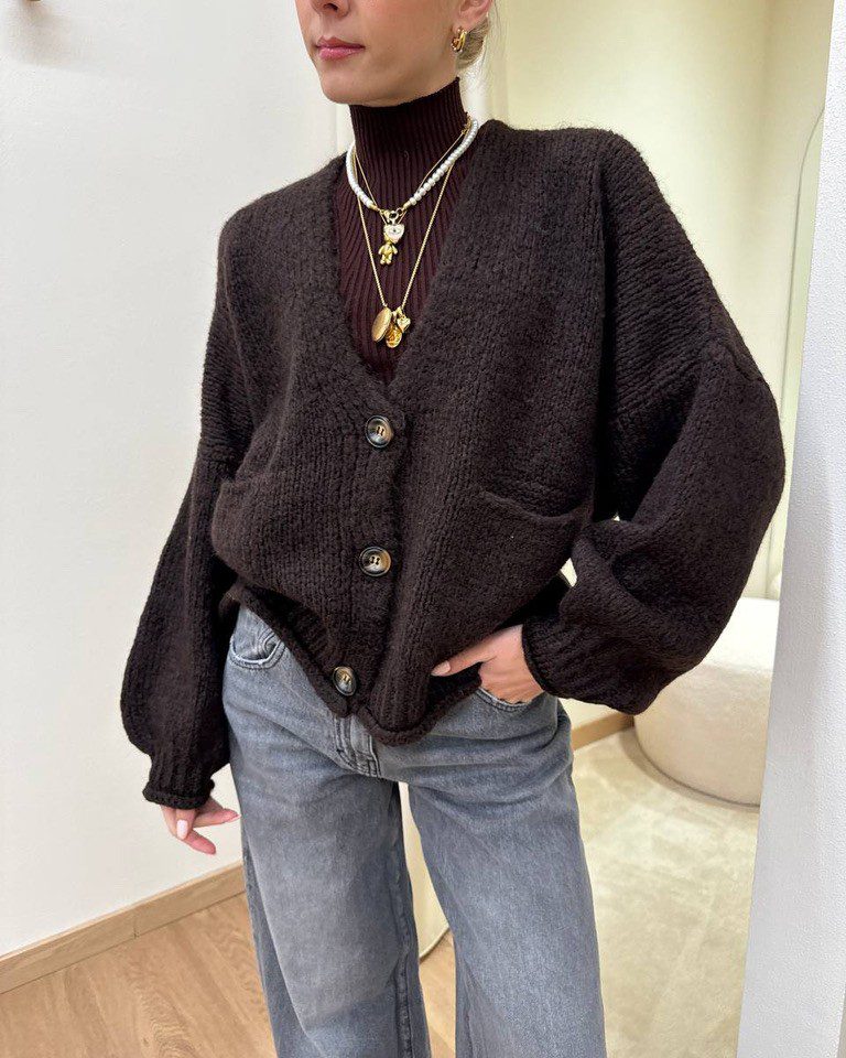 Cardigan over in maglia moro HaveOne Shop Online Cardigan over in maglia moro HaveOne