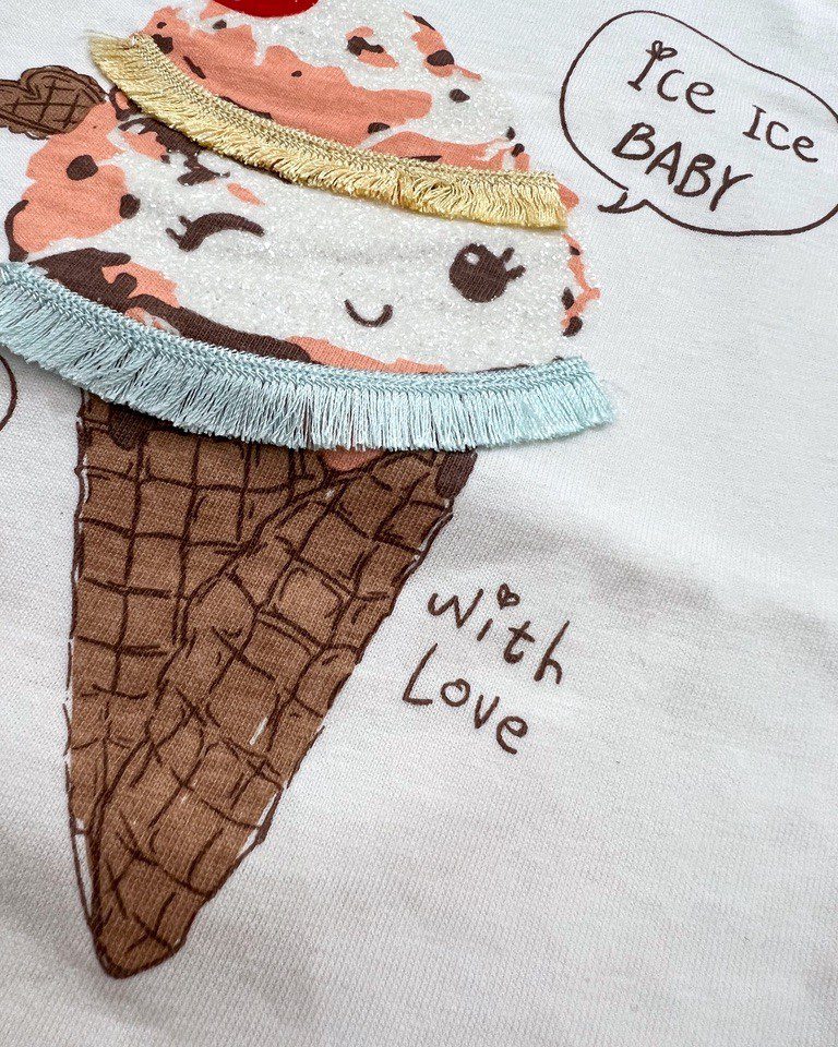 T-shirt panna con stampa gelato Name it Shop Online T-shirt panna con stampa gelato Name it