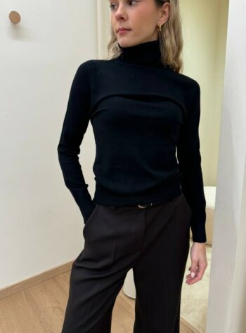 Shop Online Dolcevita in maglia rasata nero Susy Mix