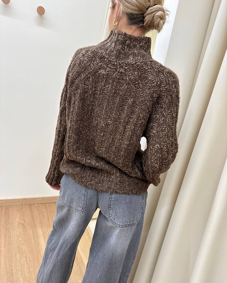 Maglione a scatoletta melange moro Susy Mix Shop Online Maglione a scatoletta melange moro Susy Mix