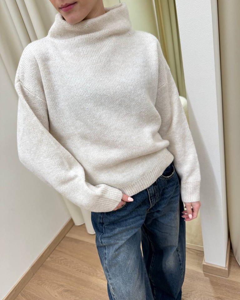 Maglia collo cratere panna melange HaveOne Shop Online Maglia collo cratere panna melange HaveOne