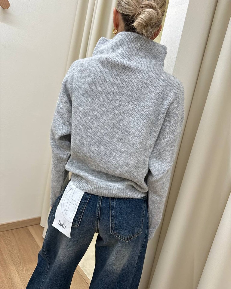 Maglia collo cratere grigio melange HaveOne Shop Online Maglia collo cratere grigio melange HaveOne