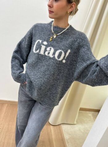 Shop Online Maglione grigio scritta "Ciao" Susy Mix