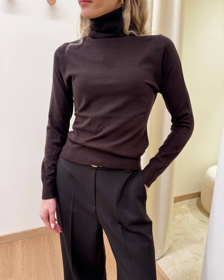 Dolcevita in maglia rasata moro Susy Mix Shop Online Dolcevita in maglia rasata moro Susy Mix