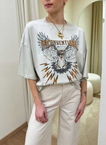 Shop Online T-shirt oversize sabbia stampa aquila HaveOne