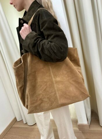 Shop Online Borsa shopper pelle scamosciata cammello Vicolo