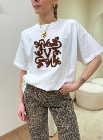 Shop Online T-shirt bianca ricamo monogram moro Vicolo