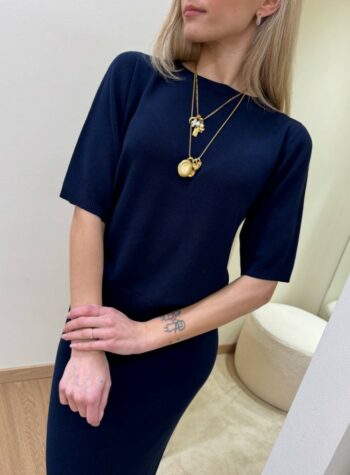 Shop Online Maglia girocollo manica corta blu Kontatto