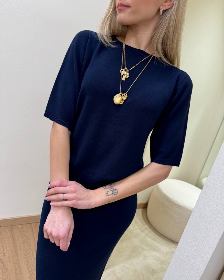 Maglia girocollo manica corta blu Kontatto Shop Online Maglia girocollo manica corta blu Kontatto