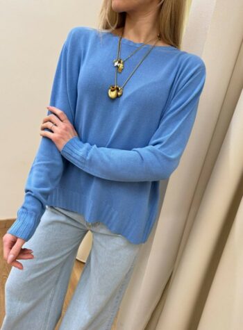 Shop Online Maglia scatoletta spacco dietro denim Kontatto