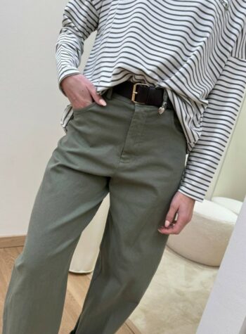 Shop Online Pantalone ovetto con cintura verde militare Susy mix