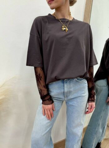 Shop Online T-shirt maniche pizzo moro SusyMix