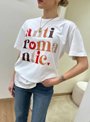 Shop Online T-shirt bianca "anti romantic" Susy Mix