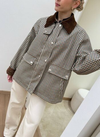 Shop Online Trench corto quadretti moro collo velluto HaveOne