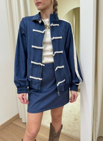 Shop Online Bomber scamosciato blu con alamari HaveOne