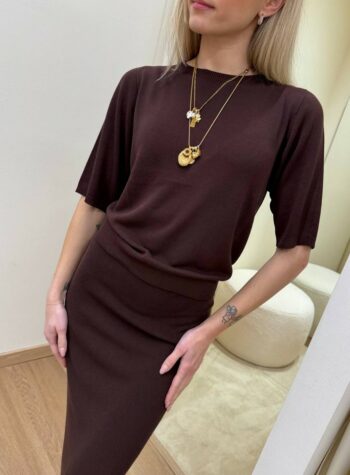 Shop Online Maglia girocollo manica corta cioccolato Kontatto