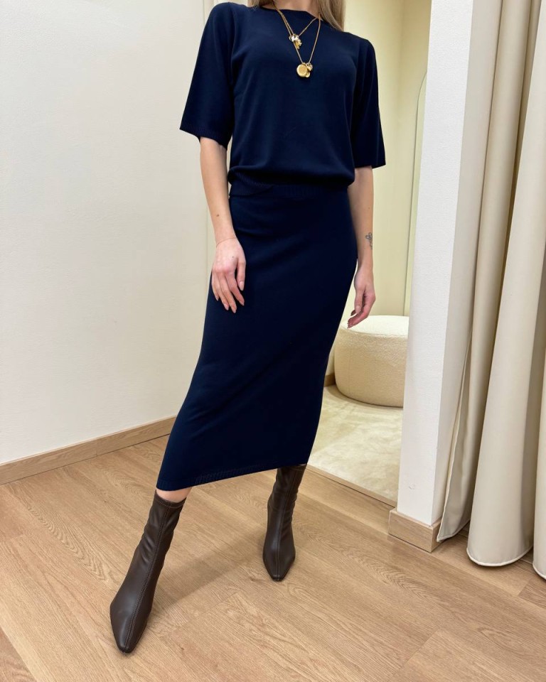 Maglia girocollo manica corta blu Kontatto Shop Online Maglia girocollo manica corta blu Kontatto