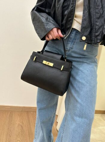 Borsa mini cartella nera con fibbia Shop Online Borsa mini cartella nera con fibbia